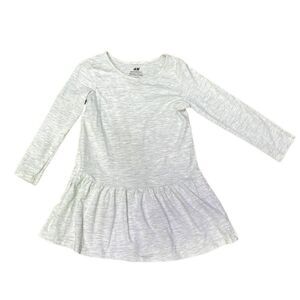 H&M Girl’s 3T Grey Heathered Cotton T-shirt Dress with Ling Sleeves & Ruffles